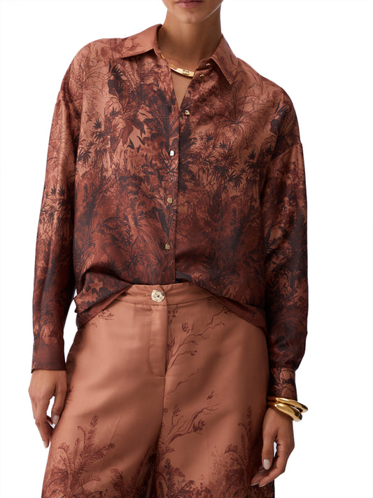 LIU.JO BLACK Liu Jo Camicia In Twill Stampato - Marrone Cuoio Jungle Hide