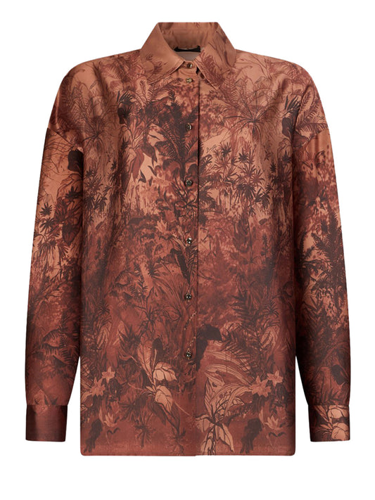 LIU.JO BLACK Liu Jo Camicia In Twill Stampato - Marrone Cuoio Jungle Hide