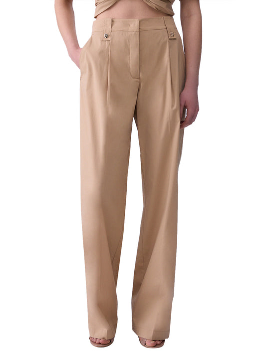 LIU.JO BLACK Liu Jo Pantalone Straight In Popeline - Beige Cappuccino Light