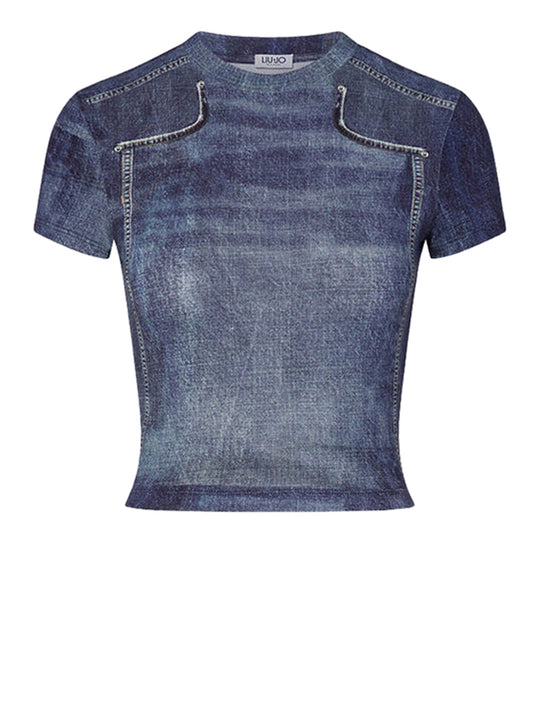 LIUJO CAPSULE ELODIE T-shirt Cropped Liu Jo - Denim DENIM