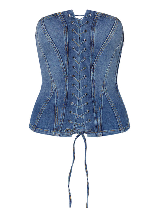 LIUJO CAPSULE ELODIE Top Liu Jo Bustier In Denim Blu DENIM