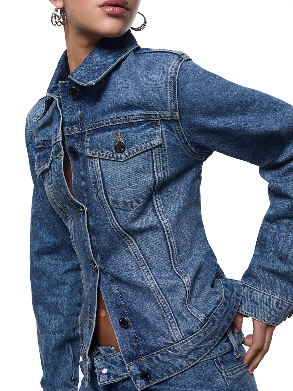 LIUJO CAPSULE ELODIE Giacca Liu Jo In Denim Con Stringhe - Blu DENIM