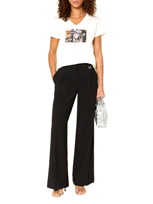 LIUJO SPORT Liu Jo T-Shirt Stampa Frontale - Bianco Wh.Milk/Ar.The World