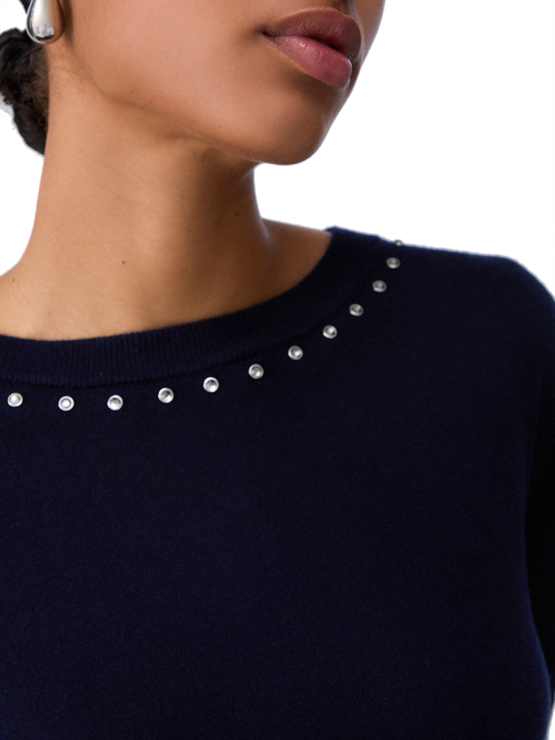 LIU.JO WHITE Liu Jo Maglia In Lana Con Borchie - Navy Night Blu Sky