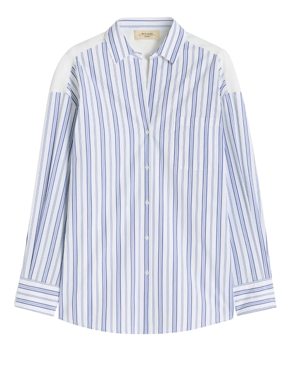 MAXMARA WEEKEND 2USCITA Max Mara Camicia In Cotone A Righe E Pizzo Sangallo - Blu Blu
