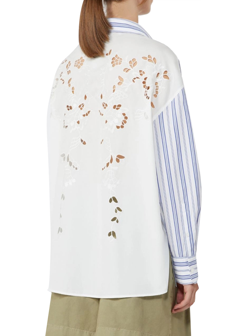 MAXMARA WEEKEND 2USCITA Max Mara Camicia In Cotone A Righe E Pizzo Sangallo - Blu Blu