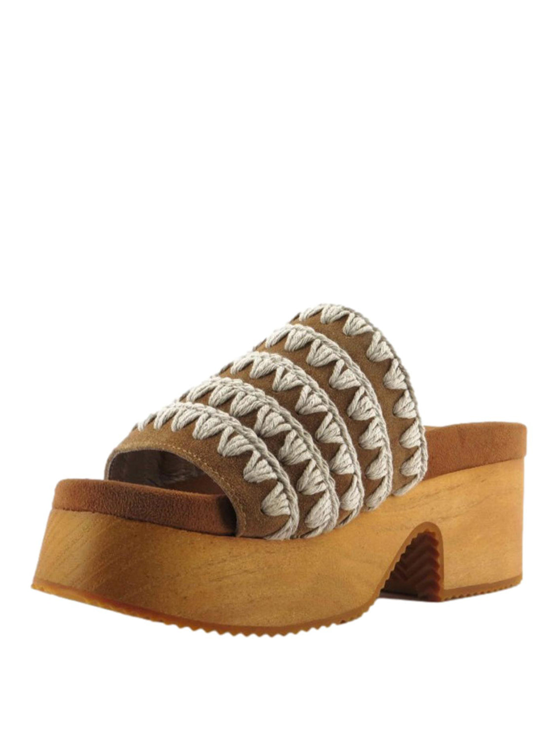 MOU Mou Sandalo Monoband High Heel Wood Cognac Cognac