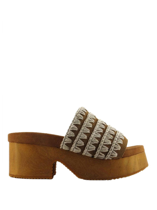 MOU Mou Sandalo Monoband High Heel Wood Cognac Cognac