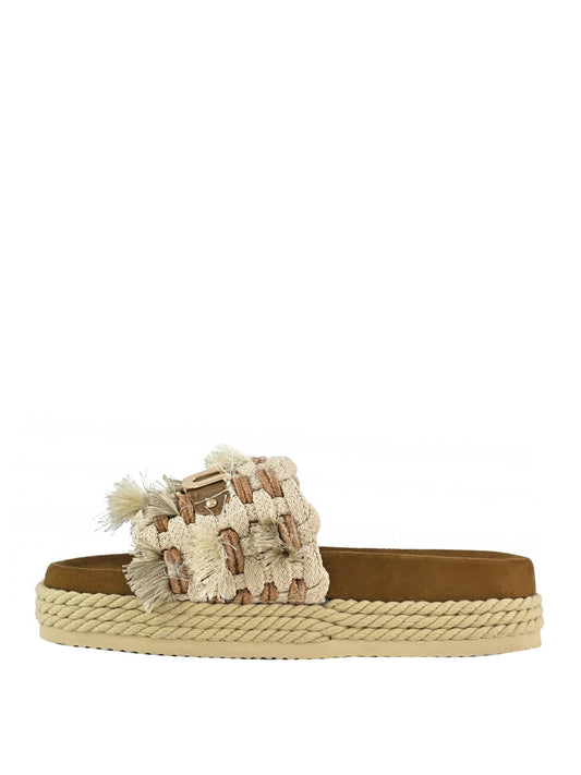 MOU Mou Sandalo Monoband Rope Fringes - Beige Beige
