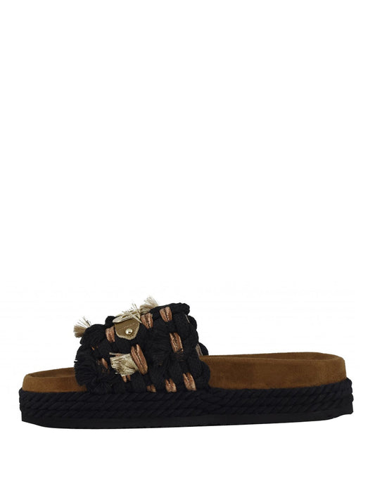 MOU Mou Sandalo Monoband Rope Fringes - Nero Nero