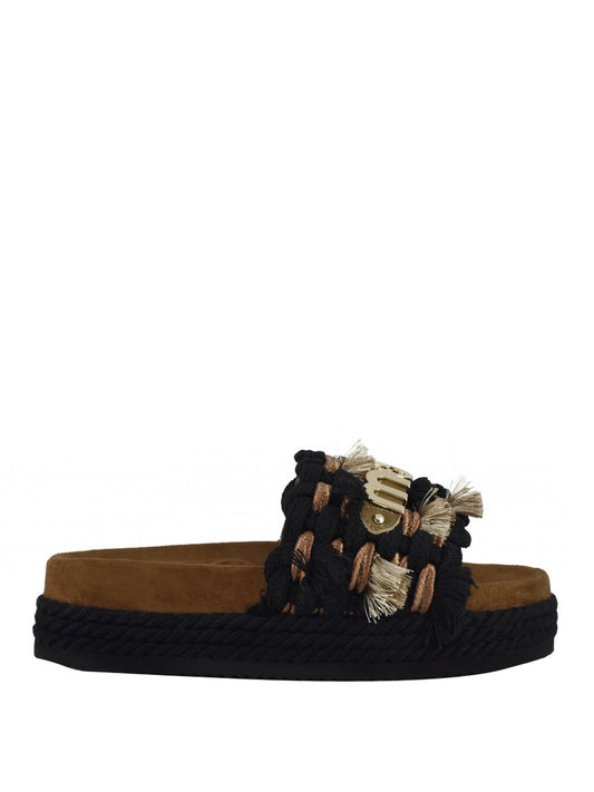 MOU Mou Sandalo Monoband Rope Fringes - Nero Nero