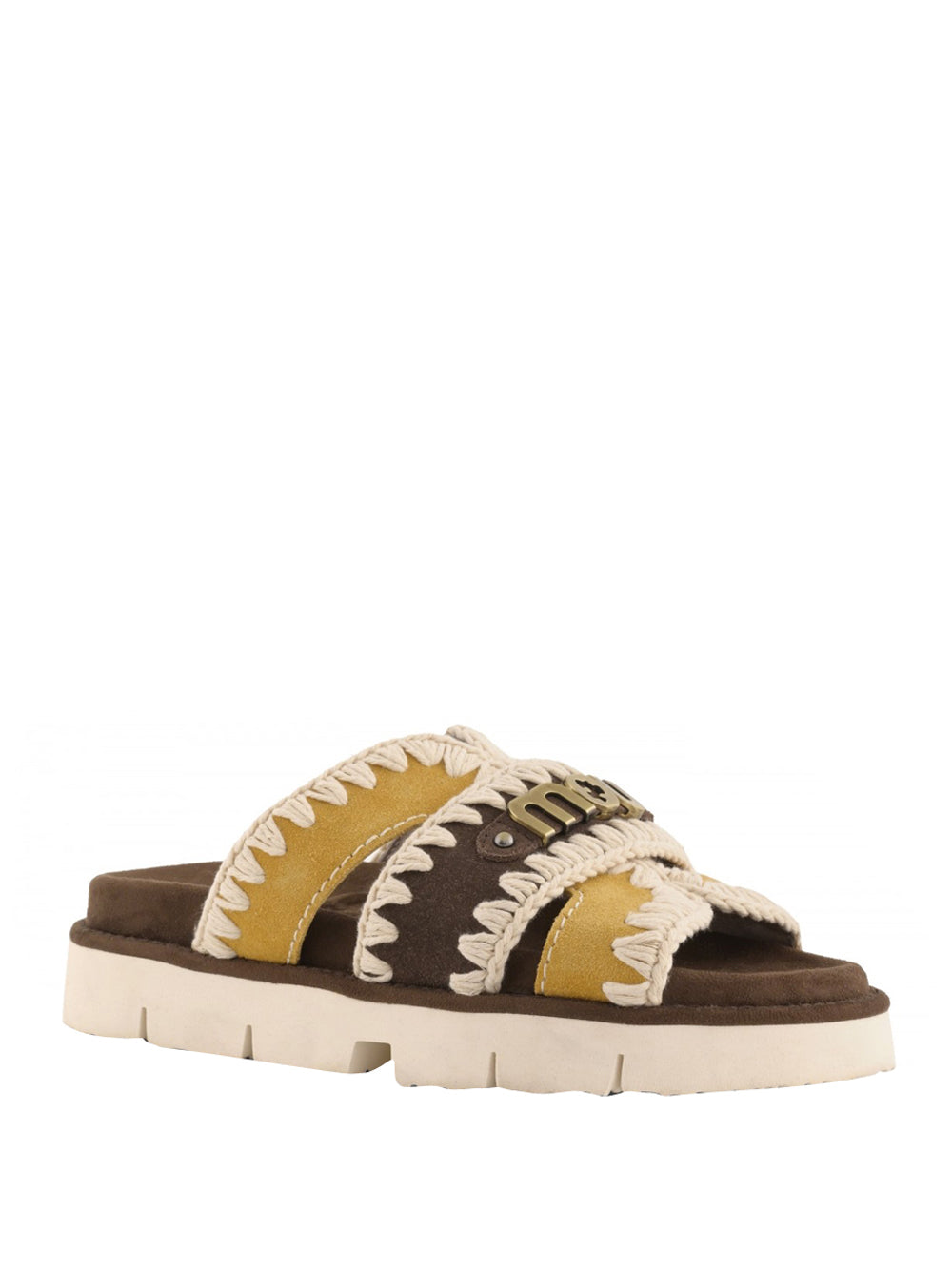 MOU Mou Sandalo Bio Bicolor Metal Logo - Marrone Marrone