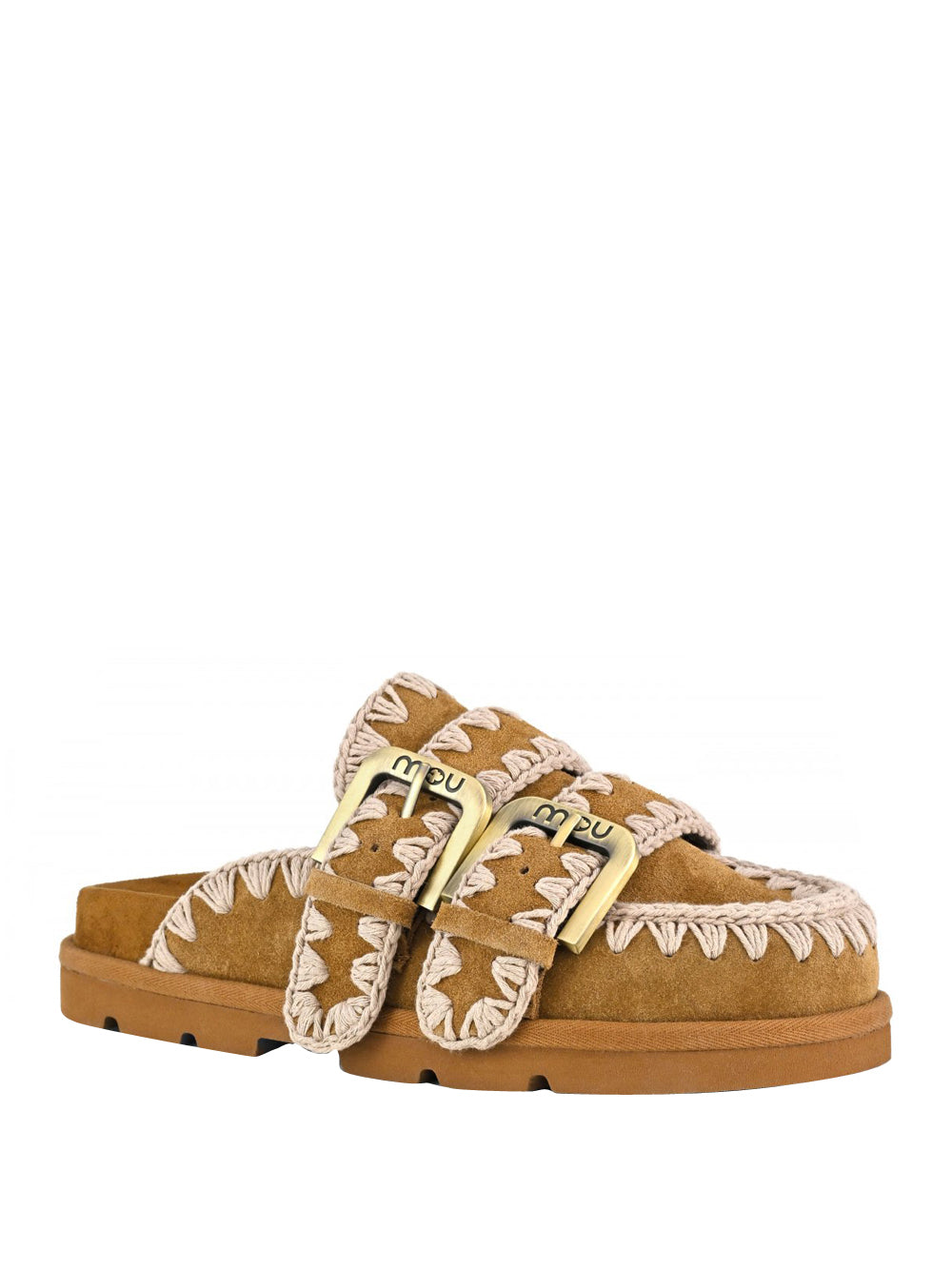 MOU Mou Ciabatte Low Bio Sabat Two Buckles Cognac Cognac