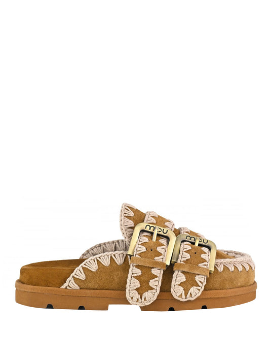 MOU Mou Ciabatte Low Bio Sabat Two Buckles Cognac Cognac