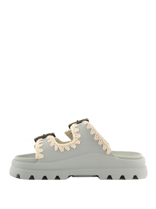 MOU Mou Sandalo Eva One Piece Slide Two Buckle - Tea TEA