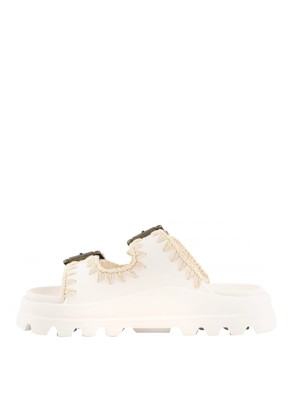 MOU Mou Sandalo Eva One Piece Slide Two Buckle - Bianco Bianco