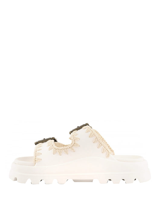 MOU Mou Sandalo Eva One Piece Slide Two Buckle - Bianco Bianco