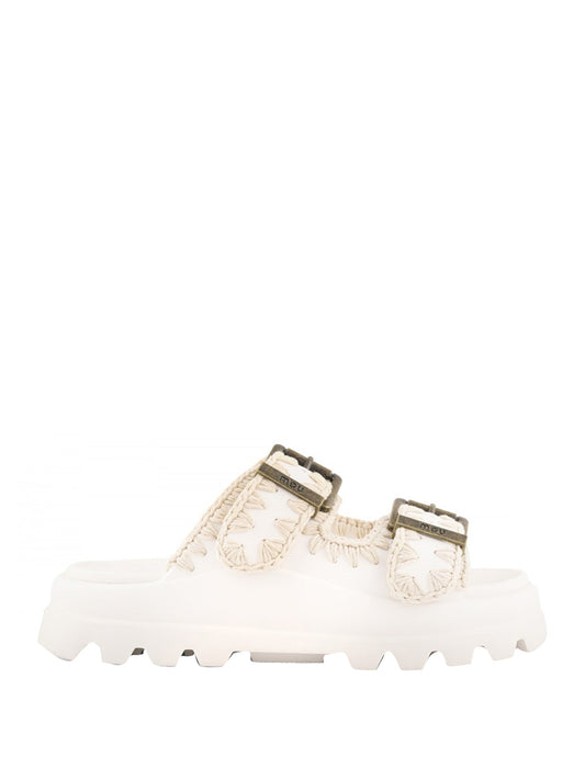 MOU Mou Sandalo Eva One Piece Slide Two Buckle - Bianco Bianco