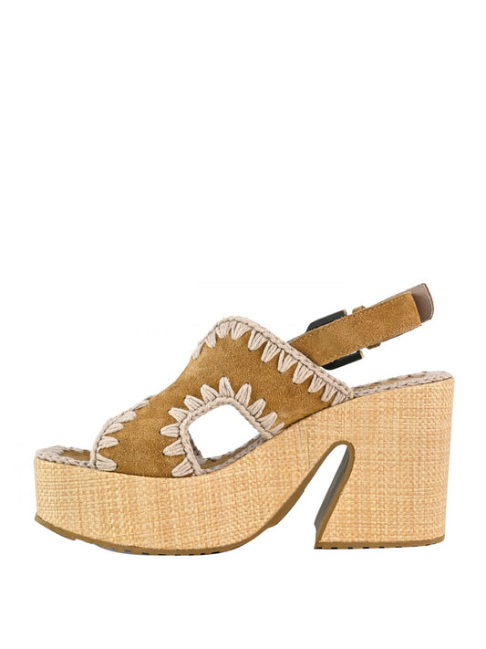 MOU Sandalo Mou Raffia Platform - Cognac Cognac