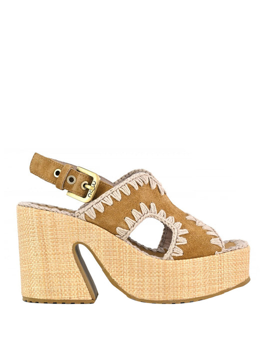 MOU Sandalo Mou Raffia Platform - Cognac Cognac