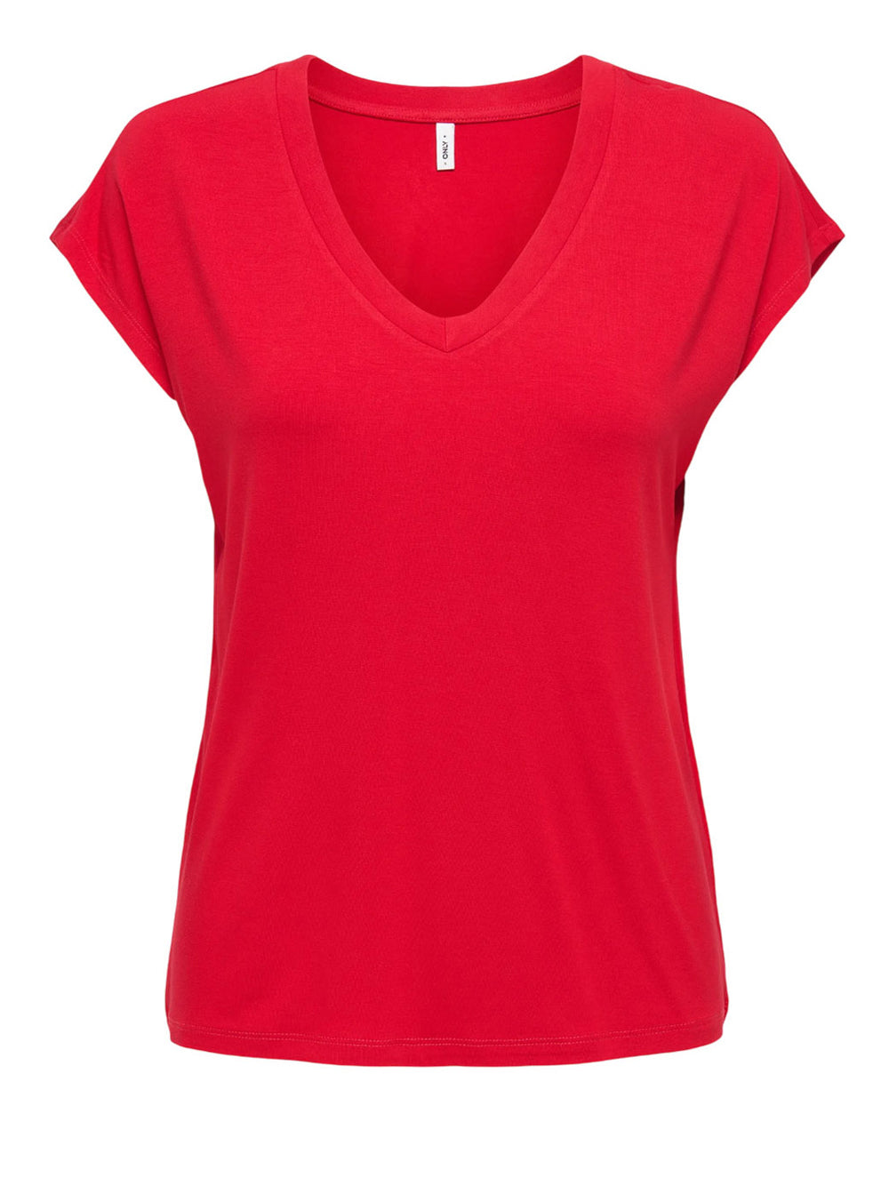 ONLY DROP 1 T-Shirt Only Onlrilla Ss V Neck - Rosso Rosso