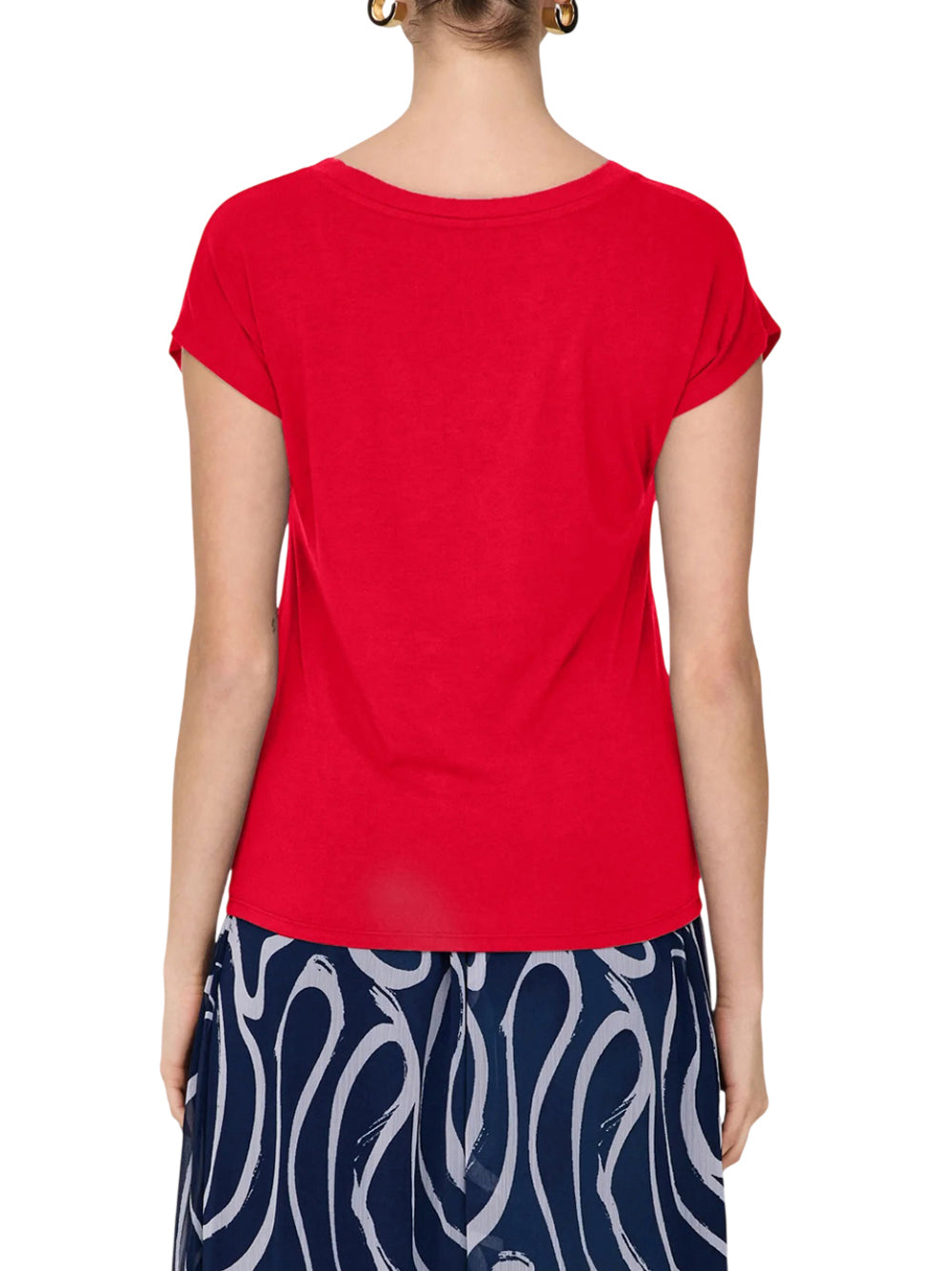 ONLY DROP 1 T-Shirt Only Onlrilla Ss V Neck - Rosso Rosso
