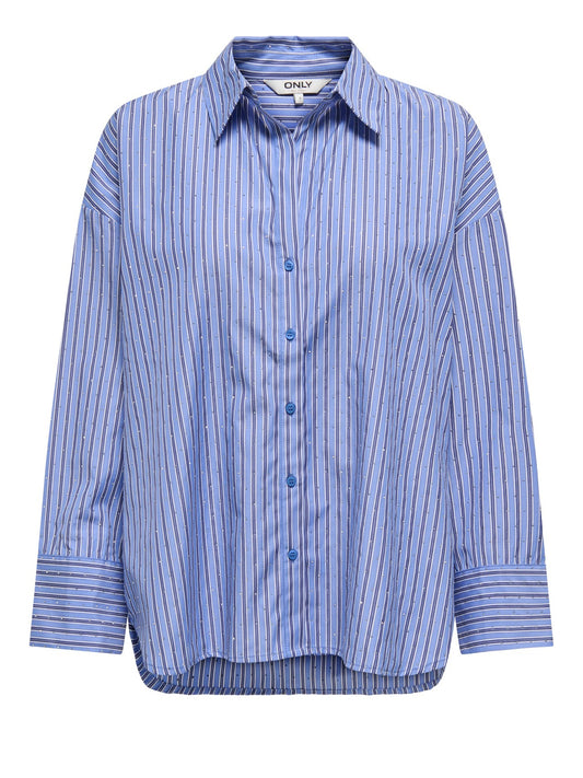 ONLY DROP 1 Camicia Only Onloregon Alva Ls - Blu/Bianco Blu/bianco