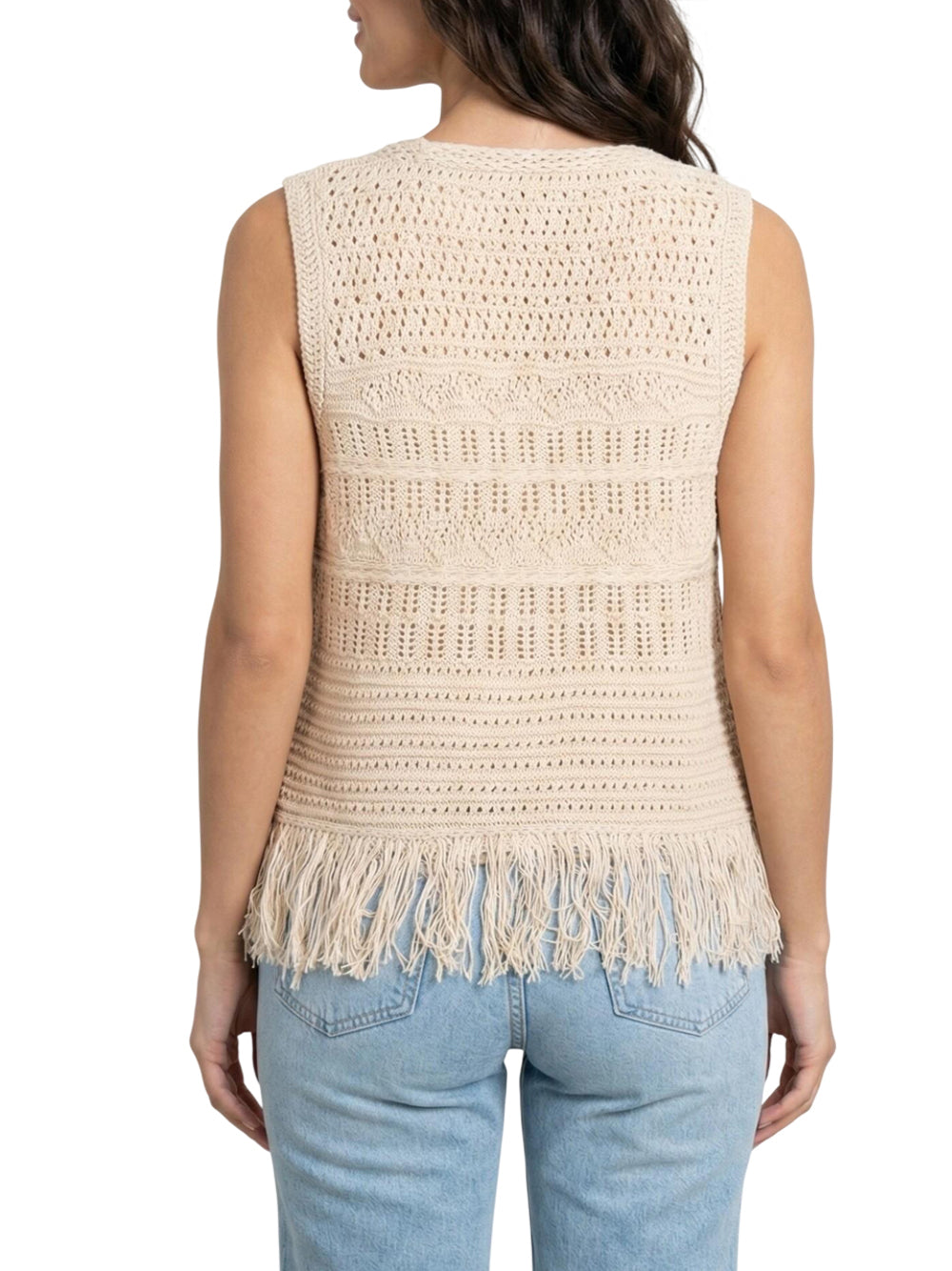 ONLY DROP 1 Gilet Only Onlalix Sl Fringe Waistcoat - Ecru Ecru