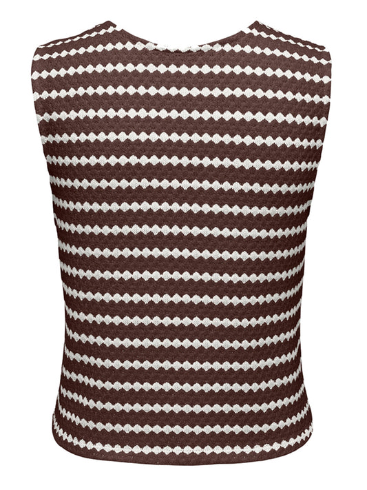 Gilet Onleva Sl Short Sripe Only - Marrone/Bianco