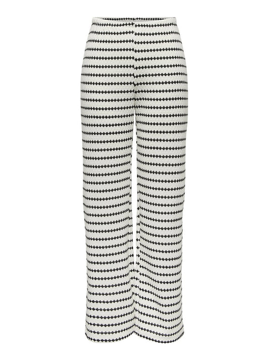 Pantalone Onleva Stripe Wide Leg Only - Bianco/Nero