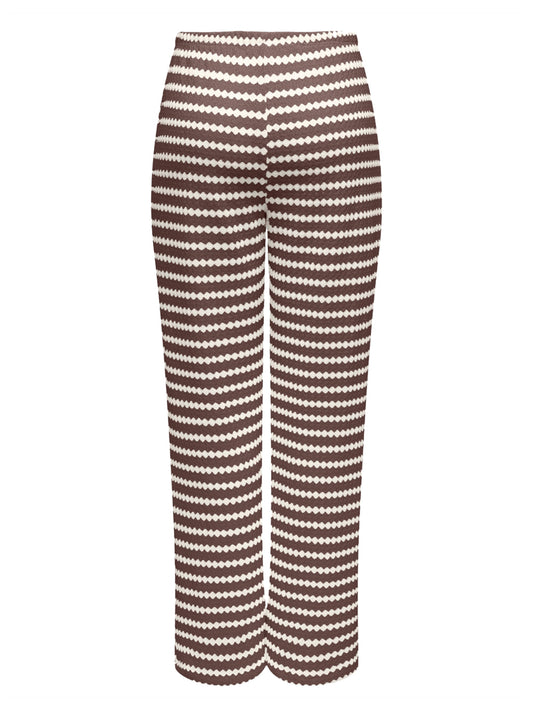 Pantalone Onleva Stripe Wide Leg Only - Marrone