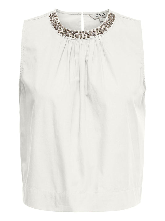 Canotta Onlrayi Sl Emb Neck Only - Bianco