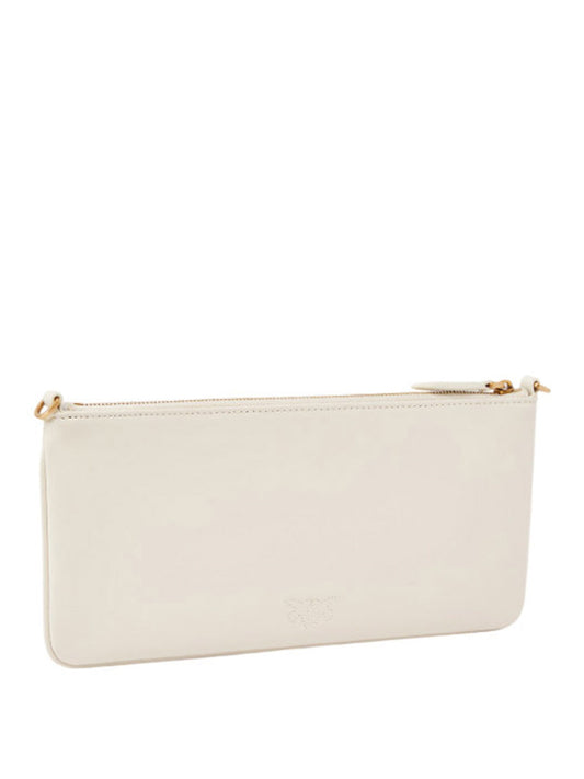PINKO Borsa A Tracolla Pinko Horizontal Flat Bag in pelle Bianco Oro BIANCO/ORO