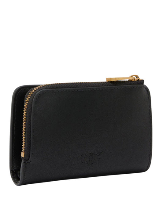 PINKO Portafoglio Pinko Mini In Pelle Con Love Birds Nero Oro Nero/oro