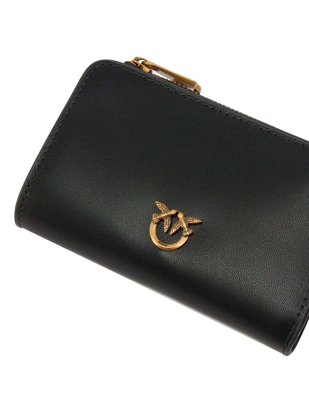 PINKO Portafoglio Pinko Mini In Pelle Con Love Birds Nero Oro Nero/oro