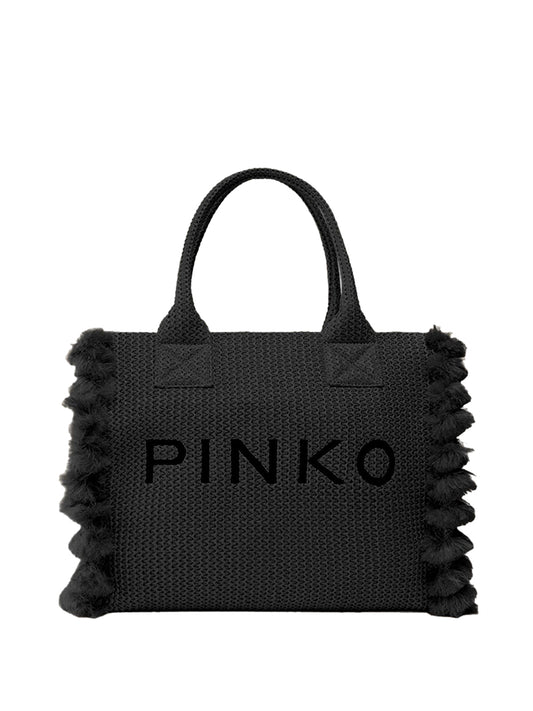PINKO Borsa Shopper Pinko Beach In Rafia - Nero Nero