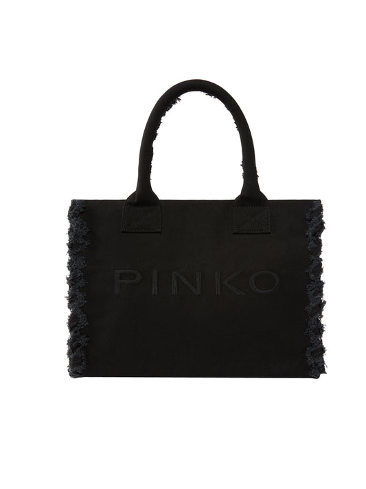 PINKO Borsa Shopper Pinko Beach In Canvas - Nero Nero