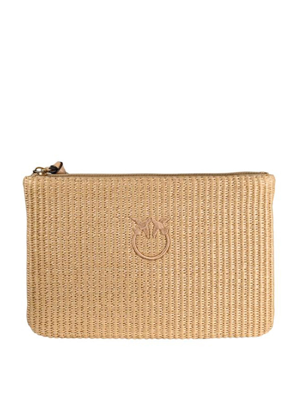 PINKO Pochette In Rafia Con Logo Love Birds Pinko - Beige Beige