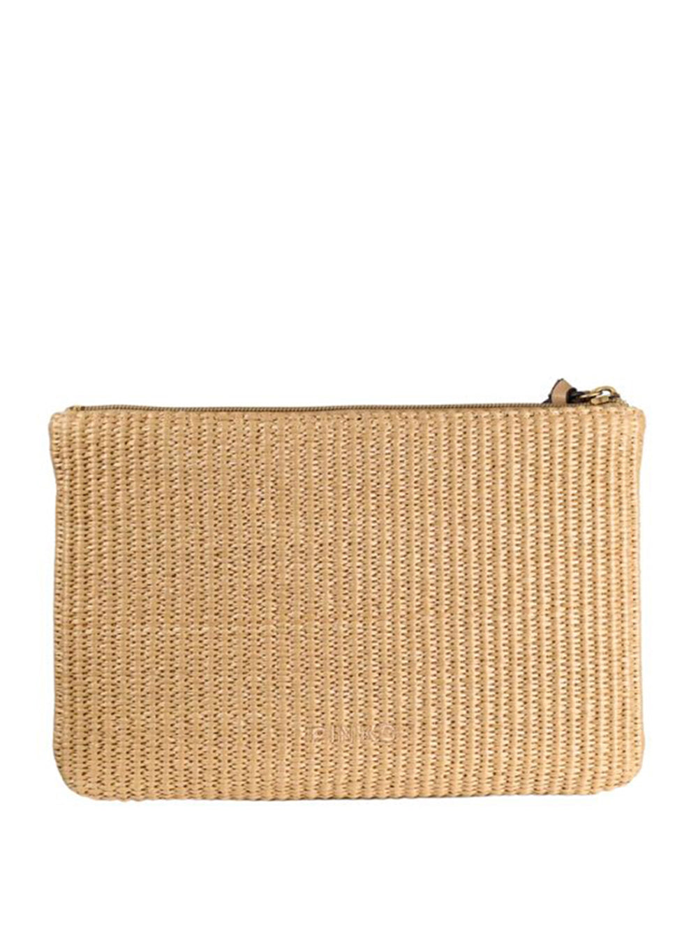 PINKO Pochette In Rafia Con Logo Love Birds Pinko - Beige Beige