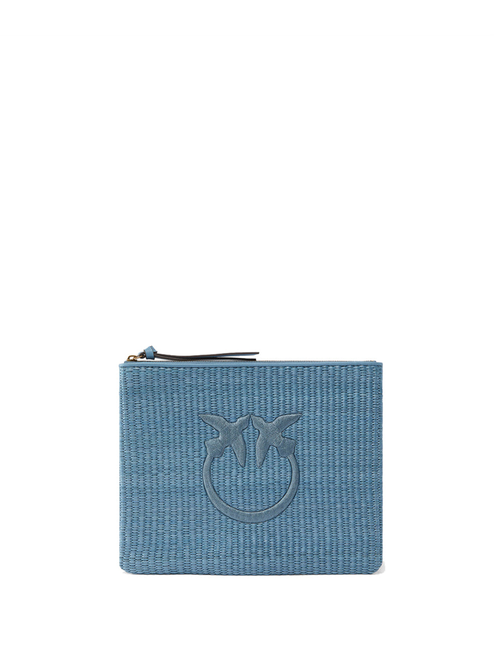 PINKO Pochette Pinko In Rafia Con Logo Love Birds - Blu BLUE