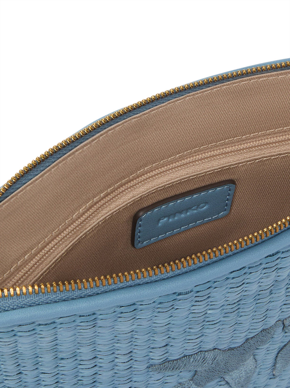 PINKO Pochette Pinko In Rafia Con Logo Love Birds - Blu BLUE