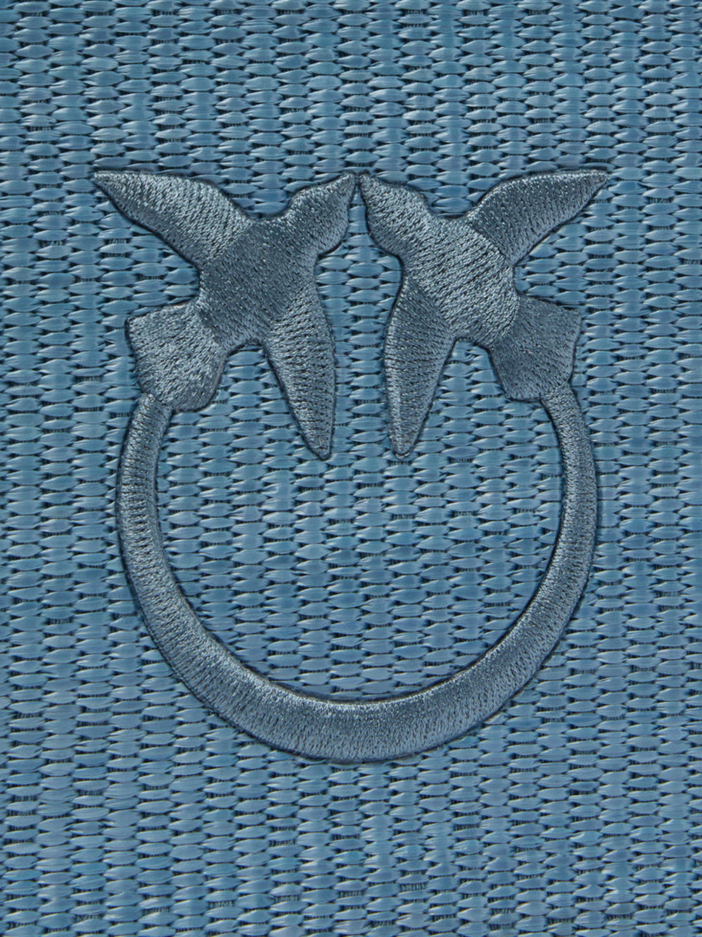PINKO Pochette Pinko In Rafia Con Logo Love Birds - Blu BLUE