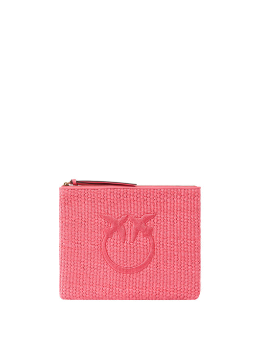 PINKO Pochette Pinko In Rafia Con Logo Love Birds - Fucsia Fucsia