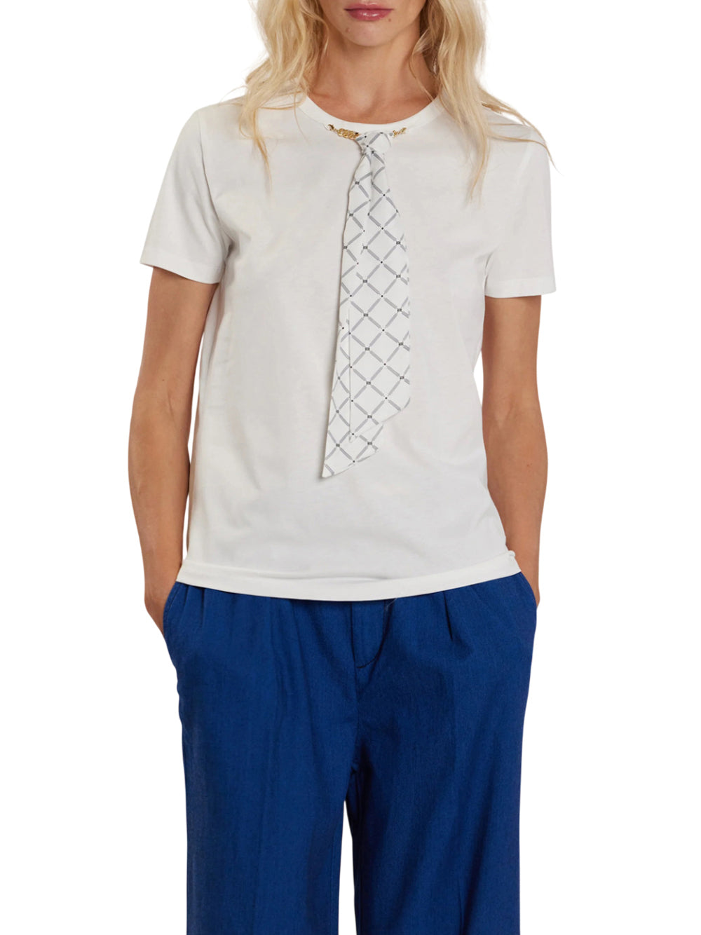 RELISH T-Shirt Relish Andre Con Cravatta Logo - Bianco Bianco