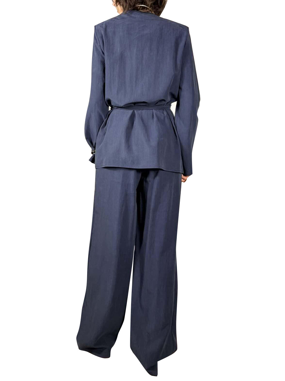 SUSY MIX Completo Giacca Kimono Con Cinta e Pantalone A Palazzo Susy Mix - Blu Blu