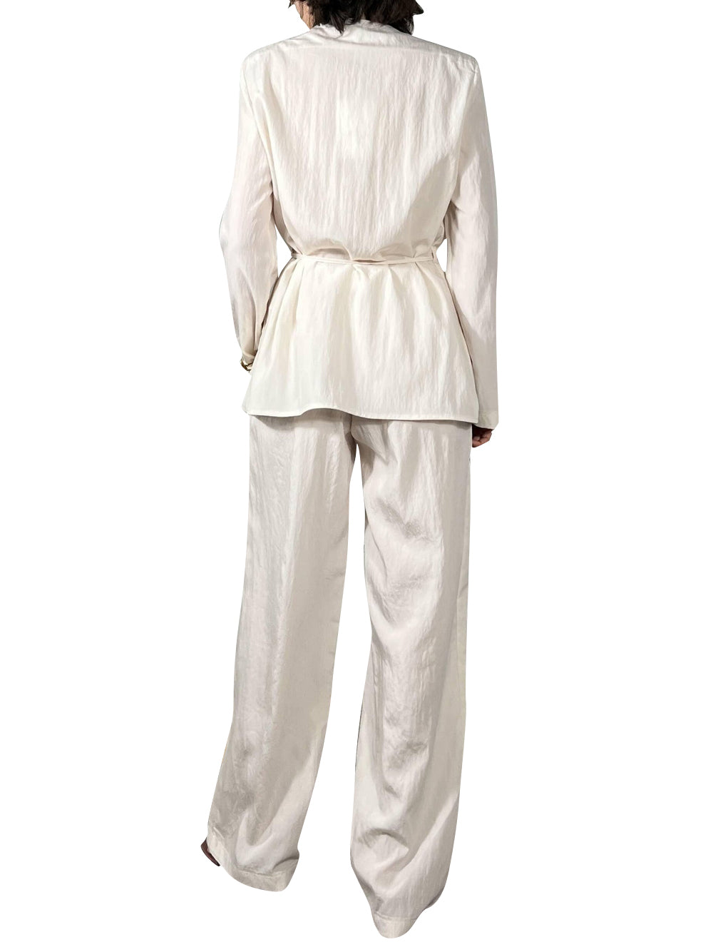 SUSY MIX Completo Giacca Kimono Con Cinta e Pantalone A Palazzo Susy Mix - Panna Panna
