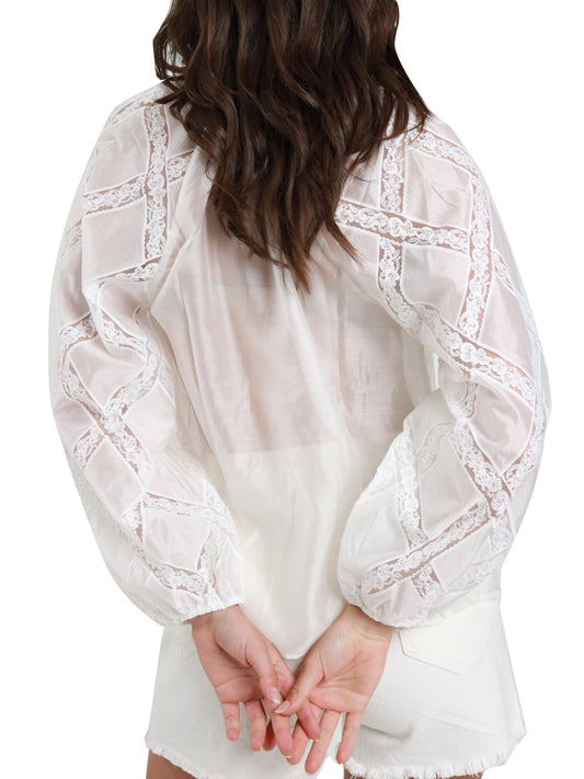 SUSY MIX Camicia Casual Maniche In Pizzo Susy Mix - Bianco Bianco