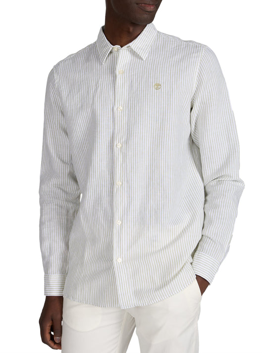 TIMBERLAND Timberland Camicia Mill Brook Linen Striped Regular - Bianco Verde Sage Yd