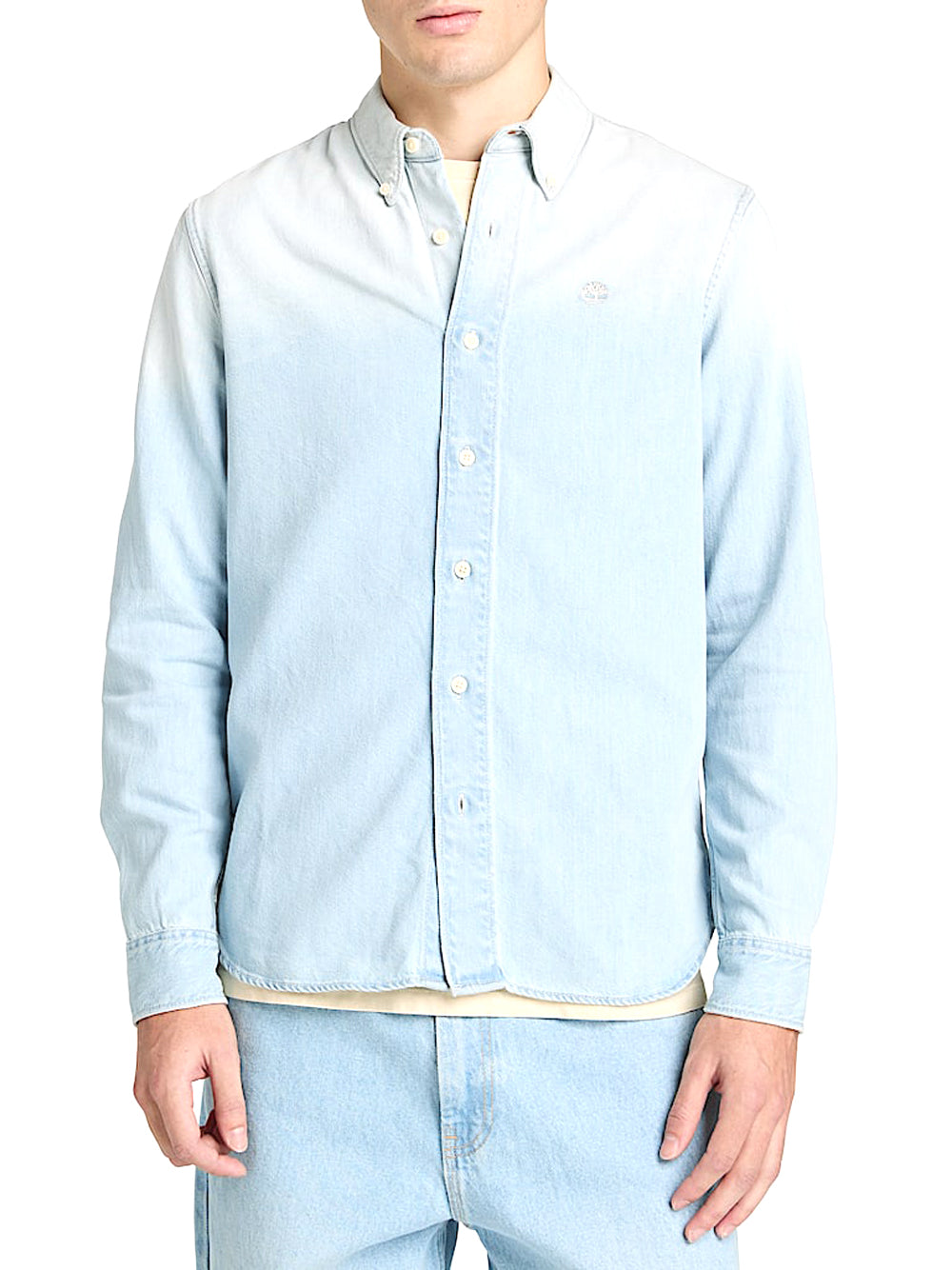 TIMBERLAND Timberland Camicia in Denim da Uomo in blu chiaro Sun Fade Wash