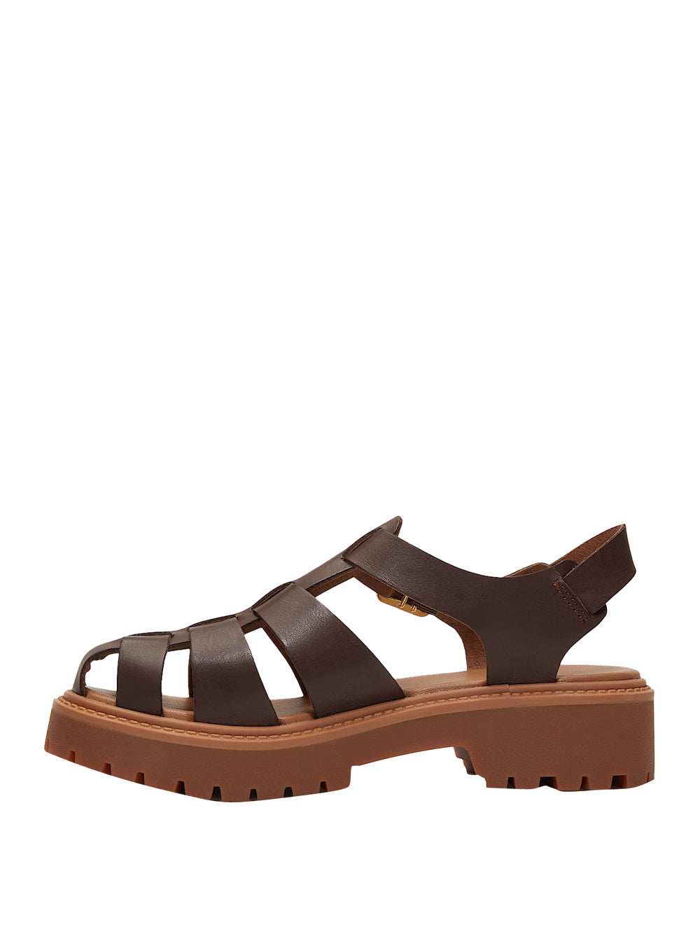 TIMBERLAND Timberland Sandalo Fisherman con Plateau Stone Street da Donna Marrone Scuro Dark Brown Full Grain